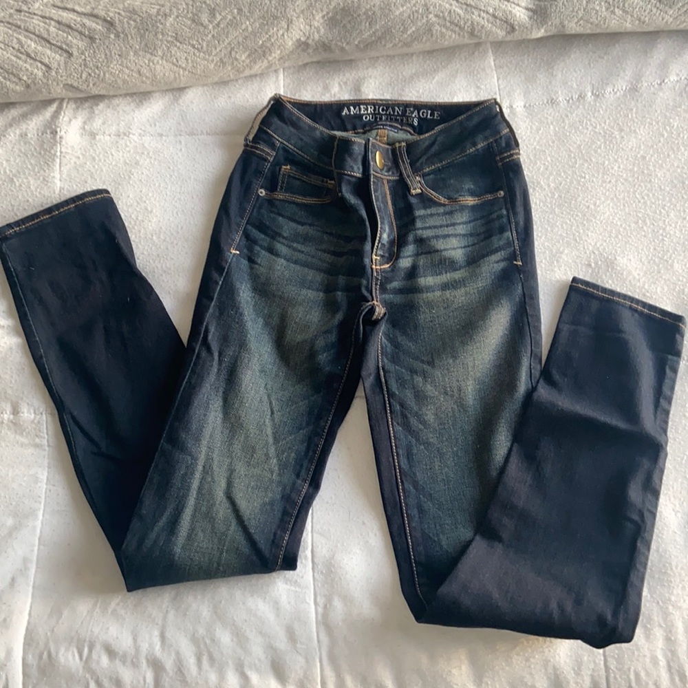 Dark wash skinny jeans - long